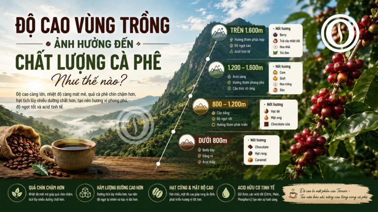 Độ Cao Vùng Trồng Cà phê Ảnh Hưởng Đến Chất Lượng Ra Sao?