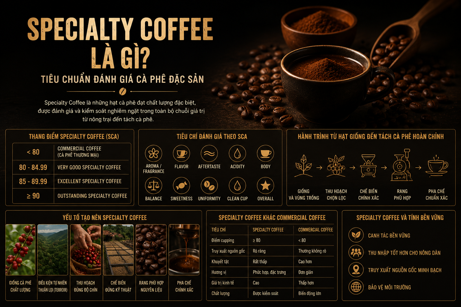 Specialty Coffee là gì? Tiêu chuẩn đánh giá cà phê đặc sản theo SCA
